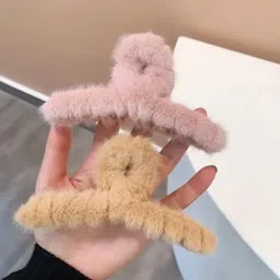 Nayakk Women Set of 6 Plush Barrettes Fur Grip T Shape Claw Clip image 5