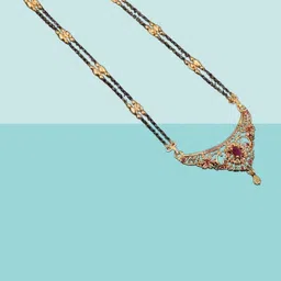 Laksh Enterprise Artificial Stones Studded & Beaded Floral Design Mangalsutra-image-59