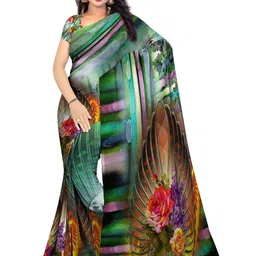 SHIVAM FABRICS Floral Poly Georgette Saree image 1
