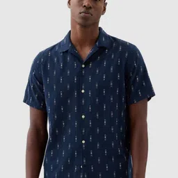 GAP Men Classic Fit Floral Printed Cuban Collar Cotton Casual Shirt-image-95