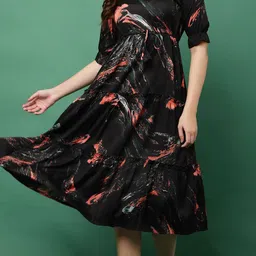 Moda Rapido Print Puff Sleeve Crepe Fit & Flare Midi Dress image 3