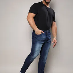 Instafab Plus Men Jean Relaxed Fit Clean Look Light Fade Cotton Jeans image 5
