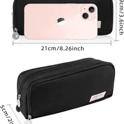 devdhan Pencil Pouch, 3 Compartment Pencil Case Stationary, Classes Imported Heavy Quality Pouch Art Polyester Pencil Box image 4