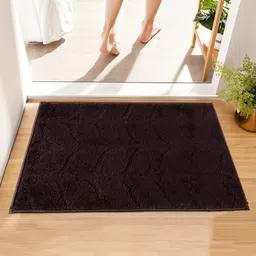 Myntra Elegant Homes Brown 2 Pieces Leaf Design Microfibre Anti-Skid Doormats image 3