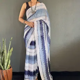 HERE&NOW Tie and Dye Dyed Ikat Saree-image-75