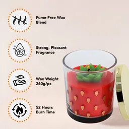 Ekhasa Red & Yellow Printed Strawberrie Fragrance Scented Wax Jar Candle image 5
