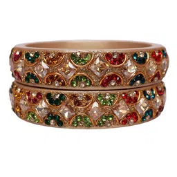 TAJ BRIDAL STORE Set Of 2 Kundan Studded Kada Bangles image 4