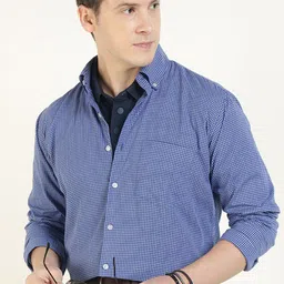 Hancock Men Premium Slim Fit Micro Checked Button-Down Collar Pure Cotton Casual Shirt-picture-30