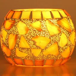 Somil Vibrant Multicolor Glass Candle Holder Add A Touch Of Magic To Diwali, Parties & Candlelight Dinners, Size-9.5 X 9.5 X 7 Cm Pack OF 2 image 4