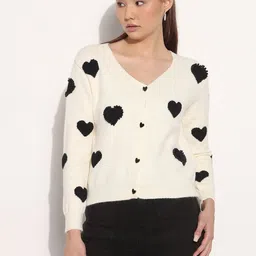 SHOWOFF Women Off White Self Design Cotton Blend Tops image 5