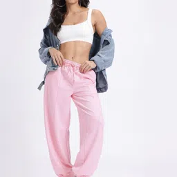 glitchez Women Solid Pink Track Pants image 4