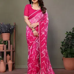 DIVASTRI Printed Pure Georgette Block Print Saree image 1