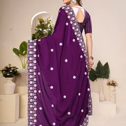 NANDKASHI CHANCHAL Floral Sequinned Embellished Pure Chiffon Saree image 2