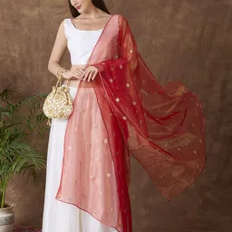 Dupatta Bazaar Embroidered Dupatta with Sequinned-picture-2