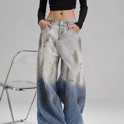 KPOP Women Regular Fit Mid-Rise Light Fade Jeans-picture-27