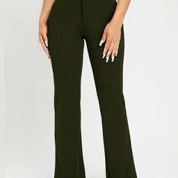 KERI PERRY Women Relaxed Straight Leg Flared High-Rise Trousers-image-74