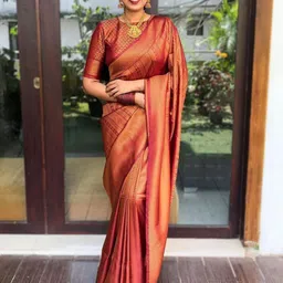 VILLE FASHION Woven Design Zari Saree with Blouse Piece-image-27