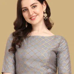 Oomph! Woven Design Zari Boat Neck Saree Blouse-picture-29
