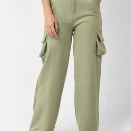 FNOCKS Women Relaxed Loose Fit Easy Wash Cargos Trousers-image-57
