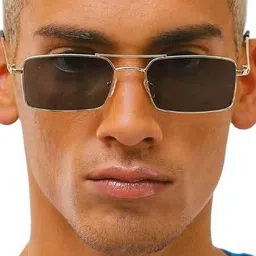 LEGEND EYEWEAR Unisex Black Lens & Silver-Toned Rectangle Sunglasses image 3