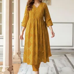 KALINI Women Ethnic Motifs Printed Regular Kurta with Trousers & With Dupatta image 5