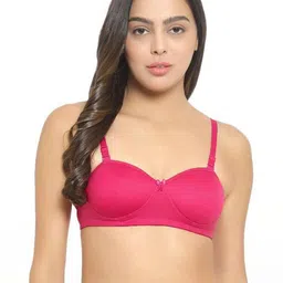 Women Cotton Pink Padded Non-Wired Lingerie Bra Sport wear Gym Crop Tank Top-image-29