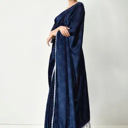 KALINI Printed Scallop Schiffli Border Saree image 2