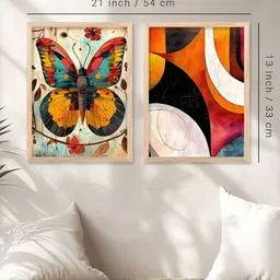 Kotart Beige & Orange 2 Piece Modern Wooden Wall Arts image 2