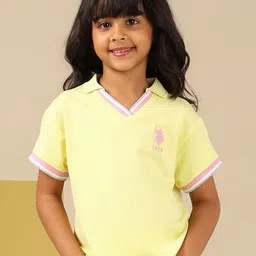 U.S. Polo Assn. Kids Girls Polo Collar Extended Sleeves Pure Cotton T-shirt-picture-12