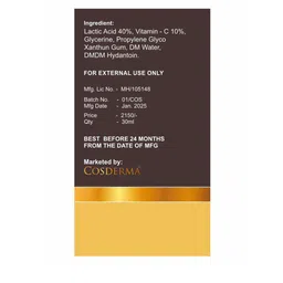 COSDERMA Lactic 40% Gel Peel With Vitamin C 10% - 30 ml image 3