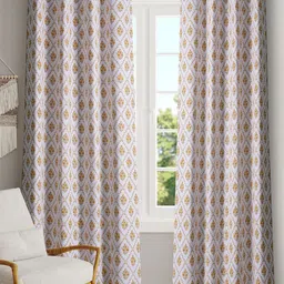BLANC9 White & Yellow 2 Pieces Floral Printed Door Curtain-image-44