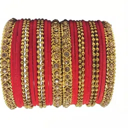 TRIOXY Red Glass Artificial Stones & Beads Bangle-picture-29