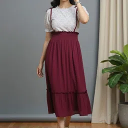 Ethniclook Floral Print Puff Sleeve Pinafore Midi Dress image 3