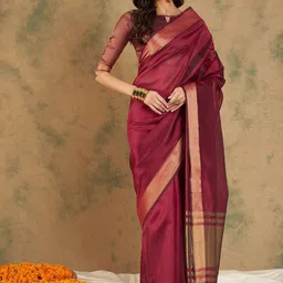 Maroosh Embellished Zari Organza Fusion Saree image 1