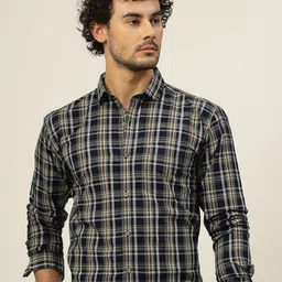 JADEBERRY Men Classic Slim Fit Tartan Checks Opaque Checked Casual Shirt-image-56