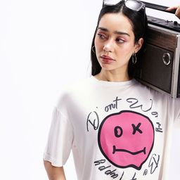 Kook N Keech Graphic Printed Drop-Shoulder Sleeves Boxy Crop T-shirt-picture-42