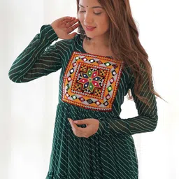 TextileNow Leheriya Printed Maxi Anarkali Flared Gown Ethnic Dress image 4