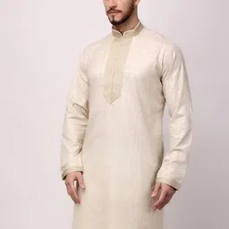 ROYAL KURTA Mandarin Collar Thread Work Cotton Straight Kurta image 5