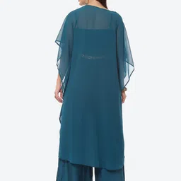 Biba Women Teal Basic Jumpsuit With Jacket And Belt image 4