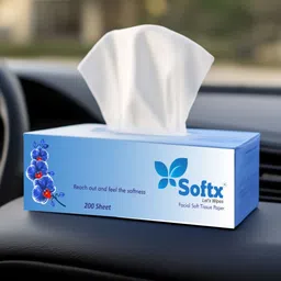 softx Blue Facial Tissue 2 Ply (100 Pulls Each Box) For Home/Office/Car.-picture-21