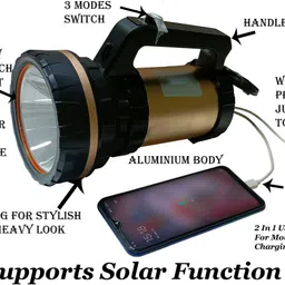 mitsales 125 W Jumbo Torch With 2 Km Long Range,Water Proof & Solar Function ,3 Modes 40 hrs Torch Emergency Light image 3