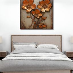 OLIVE TREE Brown & Beige Floral Wooden Framed Canvas Painting Wall Art-picture-29