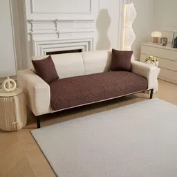 HOMETHREADS Brown & Coffee Brown Printed Sofa Cover-picture-24