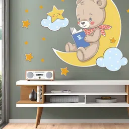 INDIAN ROYALS Yellow & Brown 3D Cartoon Printed Self-Adhesive & Durable Wall Sticker-image-91