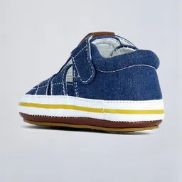 Hopscotch Kids-Unisex Blue Velcro Strap Denim Smart Casual Booties image 4