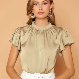 Stylecast X Slyck Women High Neck Flutter Sleeve Ruffles Regular Top-picture-40