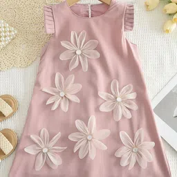 StyleCast x Revolte Girls Flutter Sleeve Floral Applique A-Line Dress-picture-37