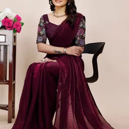 K 5 Fashion Embroidered Pure Chiffon Saree image 5