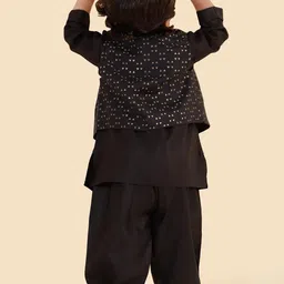 Fabindia Boys Solid Kurta with Salwar & Nehru Jacket image 4