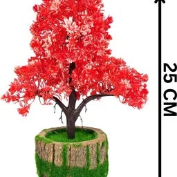 Dekorly Red Plastic Artificial Flowers & Plants With Pot image 2